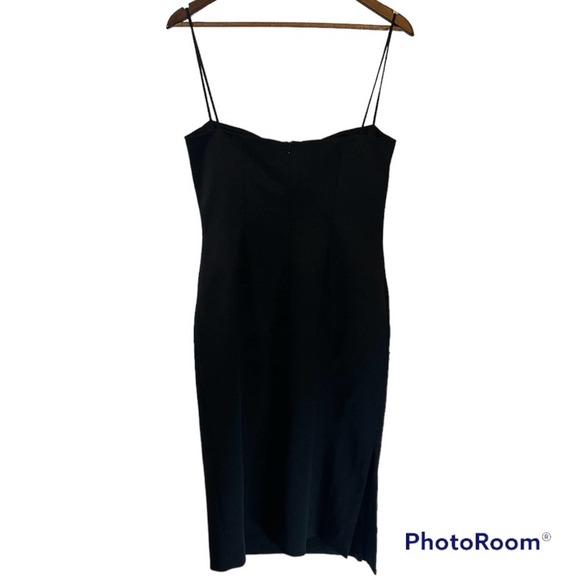 VTG Y2K Geometrie Black and Blue Beaded Floral Midi Length Prom Dress  Size 8 - Picture 2 of 8